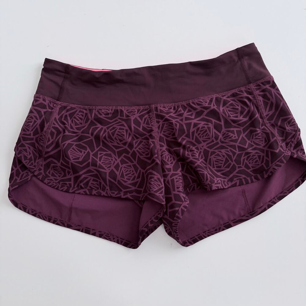 Lululemon Speed Short Posey Red Grape Bordeaux Drama burgundy red geo floral
